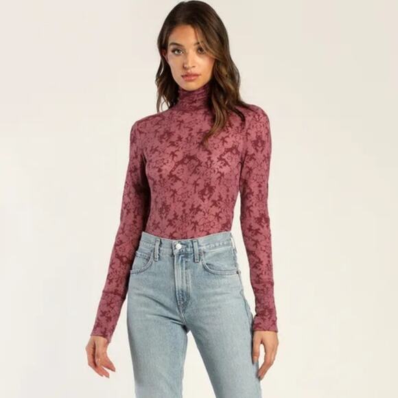 Free People Intimately You And I Print Ribbed Top Purple Wine color Size large - Picture 1 of 8